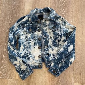 True Religion Girls Emily Denim Bleached Tie Dye Jacket Size Small (6-7)